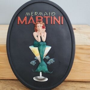 Vintage Mermaid Martini 3D Wall Plaque Bar Decor